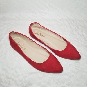 Lulu's red suede flats sz 5.5